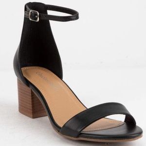 CITY CLASSIFIED Ankle Strap Stacked Heeled Sandals